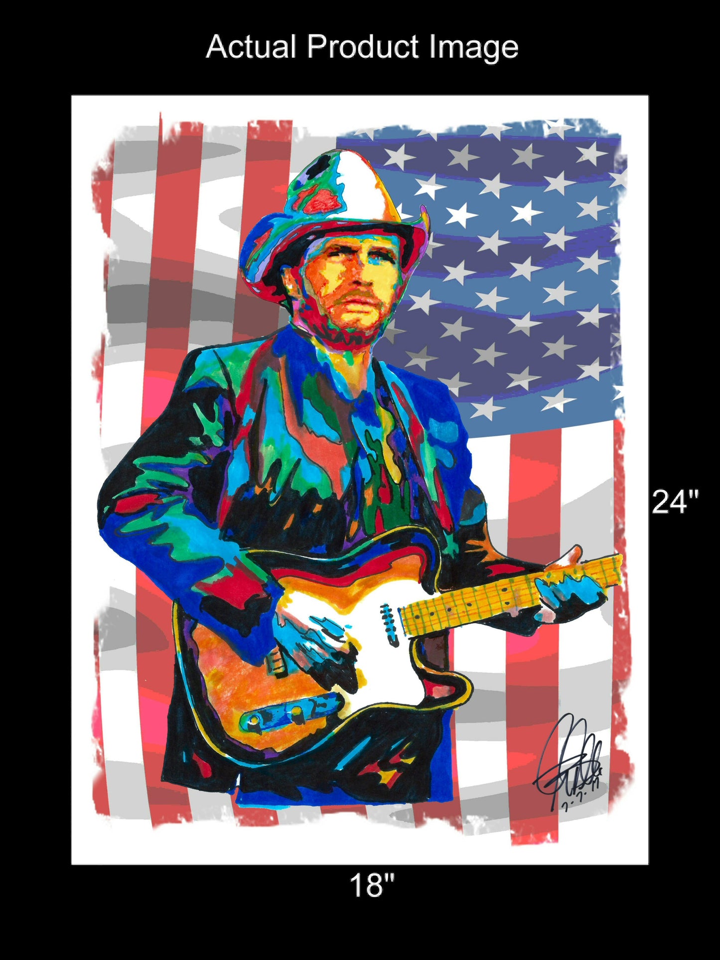 Merle Haggard Singer Guitar Country Music Poster Print Wall Art 18x24