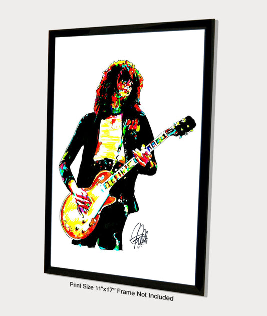 Jimmy Page Led Zeppelin Gibson Guitar Music Print Poster Wall Art 11x17