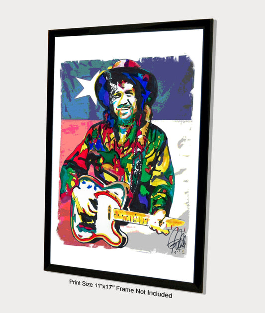 Waylon Jennings Guitar Country Music Poster Print Wall Art 11x17