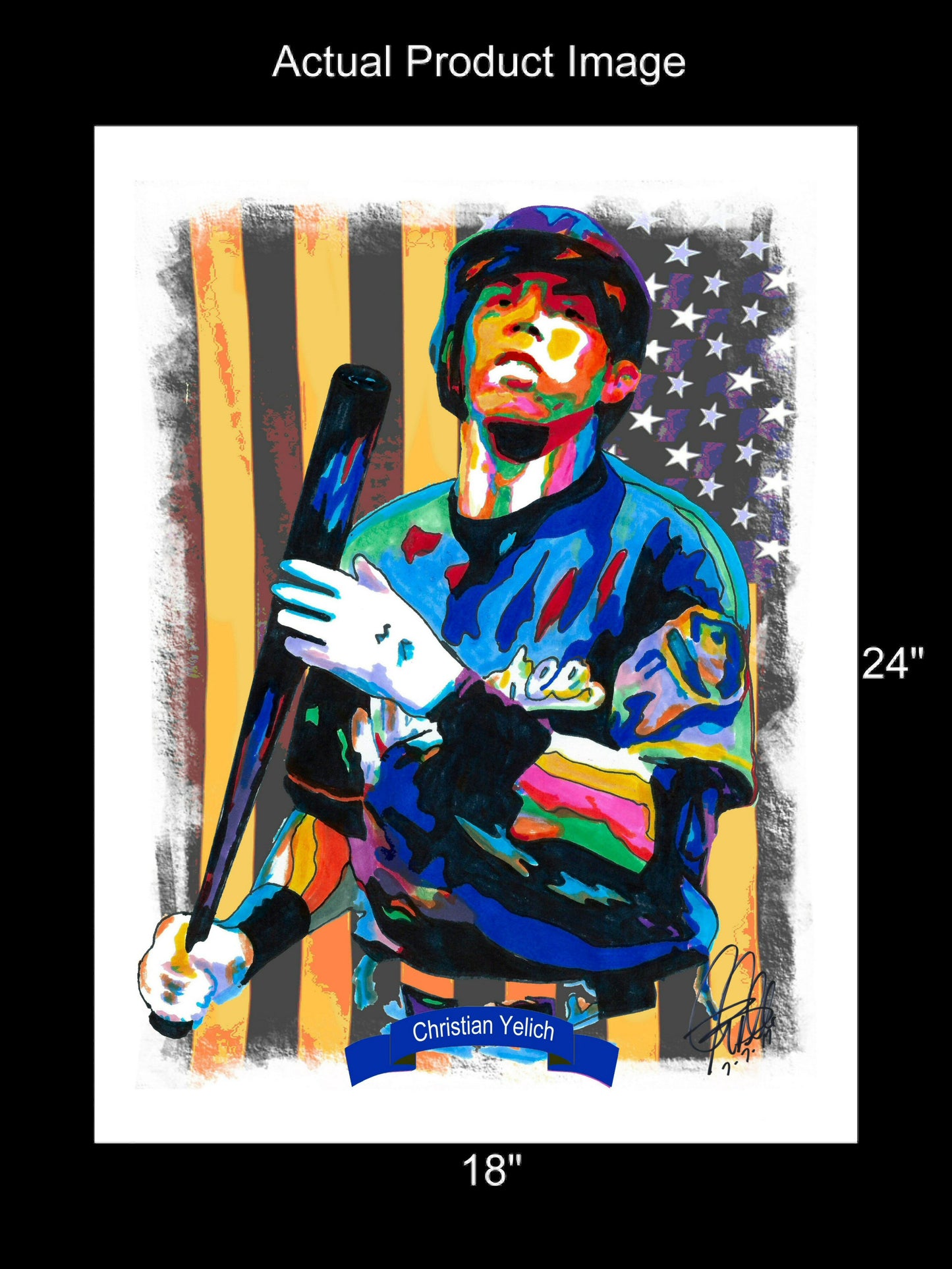 Christian Yelich Milwaukee Brewers Baseball Poster Print Wall Art 18x24