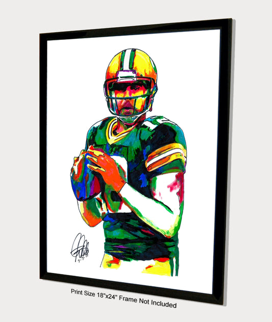 Aaron Rodgers Green Bay Packers QB Football Sports Poster Print Wall Art 18x24