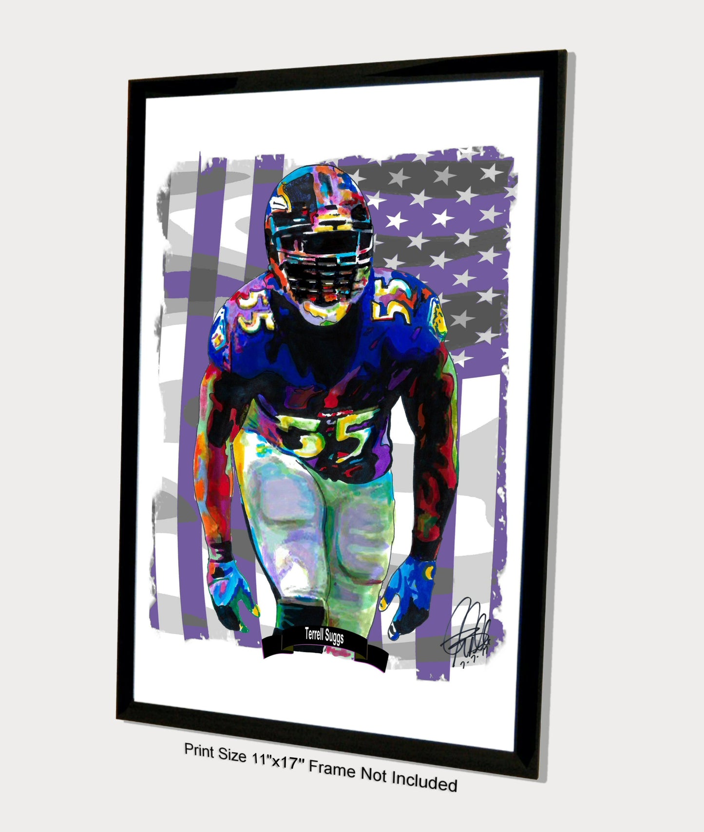 Terrell Suggs Baltimore Ravens Linebacker Football Poster Print Wall Art 11x17