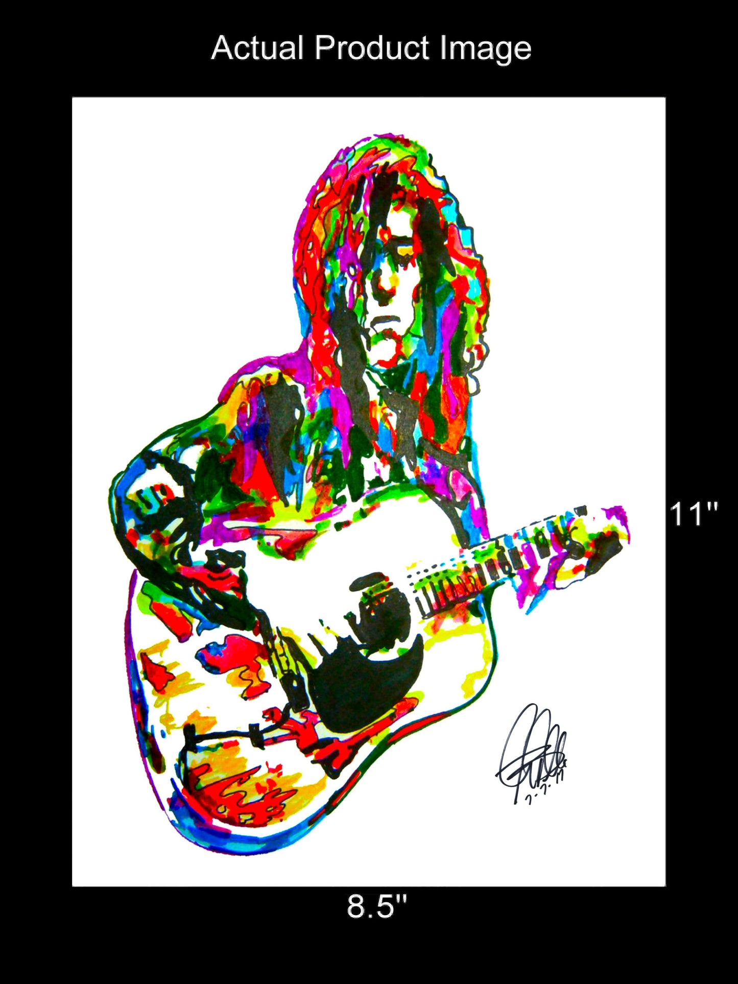 Jimmy Page Led Zeppelin Acoustic Music Print Poster Wall Art 8.5x11