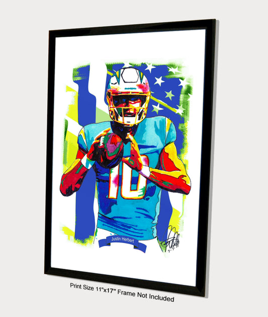 Justin Herbert Los Angeles Chargers Football Sports Poster Print Wall Art 11x17