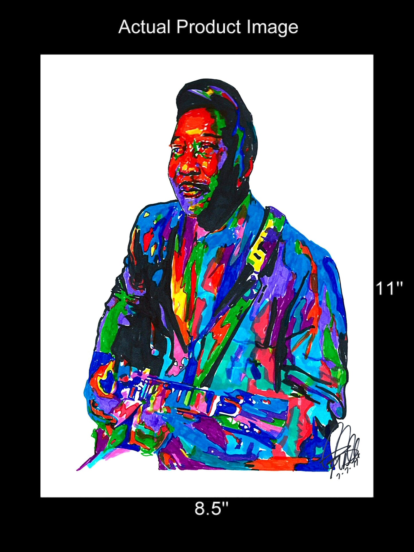 Muddy Waters Singer Guitar Delta Blues Music Poster Print Wall Art 8.5x11