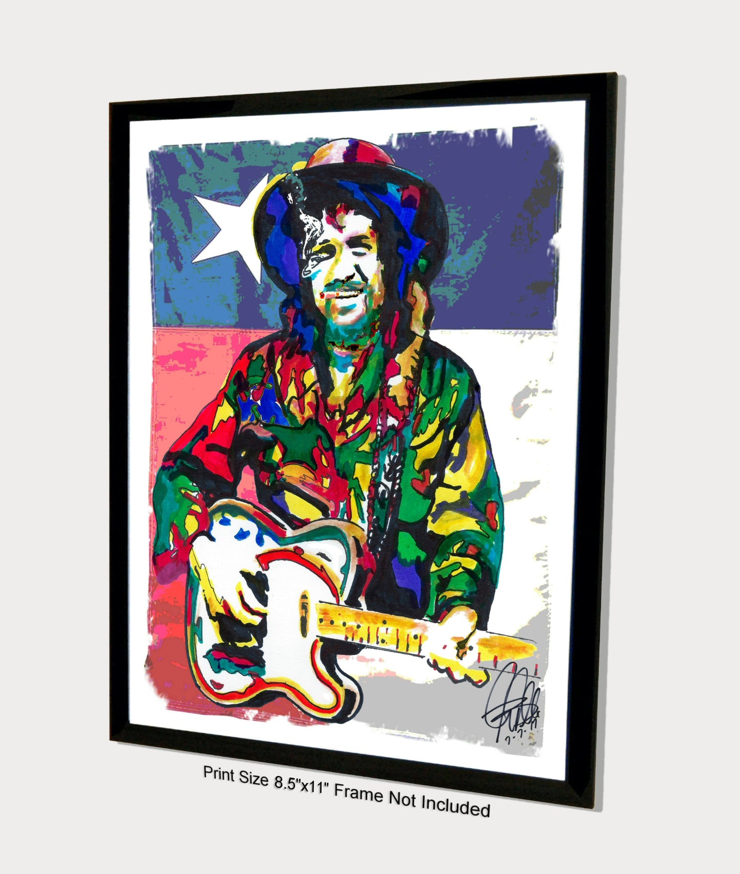 Waylon Jennings Guitar Country Music Poster Print Wall Art 8.5x11