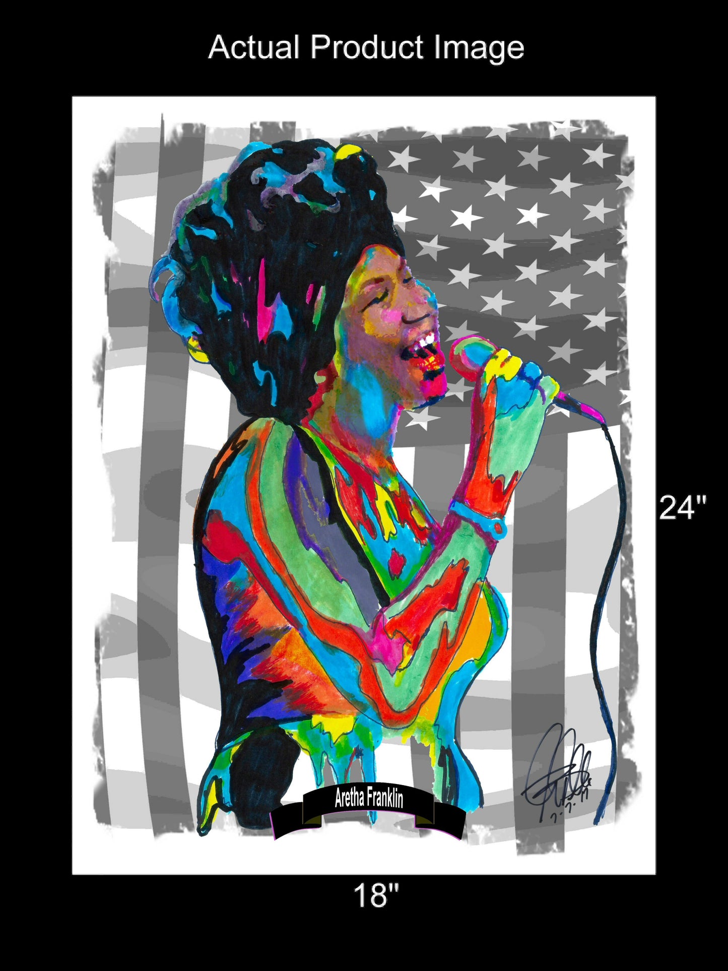 Aretha Franklin Singer Piano Soul Gospel R&B Music Poster Print Wall Art 18x24