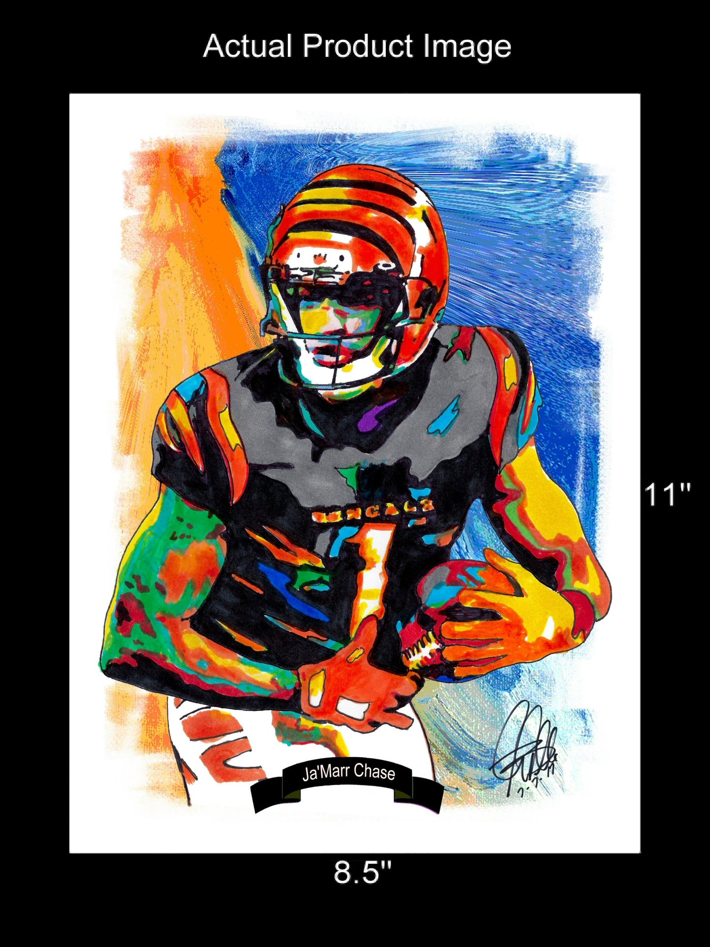 Ja'Marr Chase Cincinnati Bengals Football Poster Print Wall Art 8.5x11