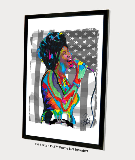 Aretha Franklin Singer Piano Soul Gospel R&B Music Poster Print Wall Art 11x17