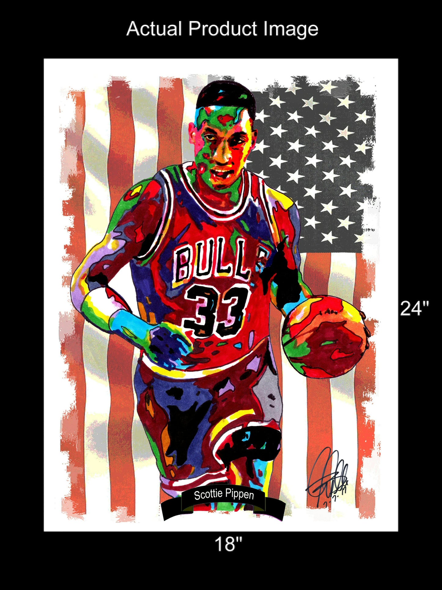 Scottie Pippen Chicago Bulls Basketball Sports Poster Print Wall Art 18x24