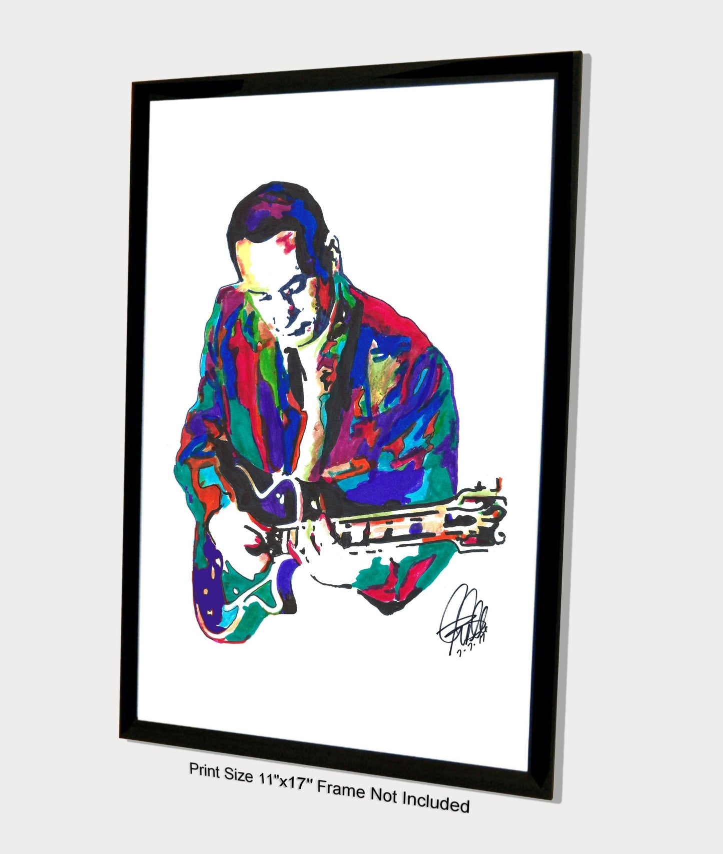 Les Paul Guitar Player Musician Jazz Music Poster Print Wall Art 11x17