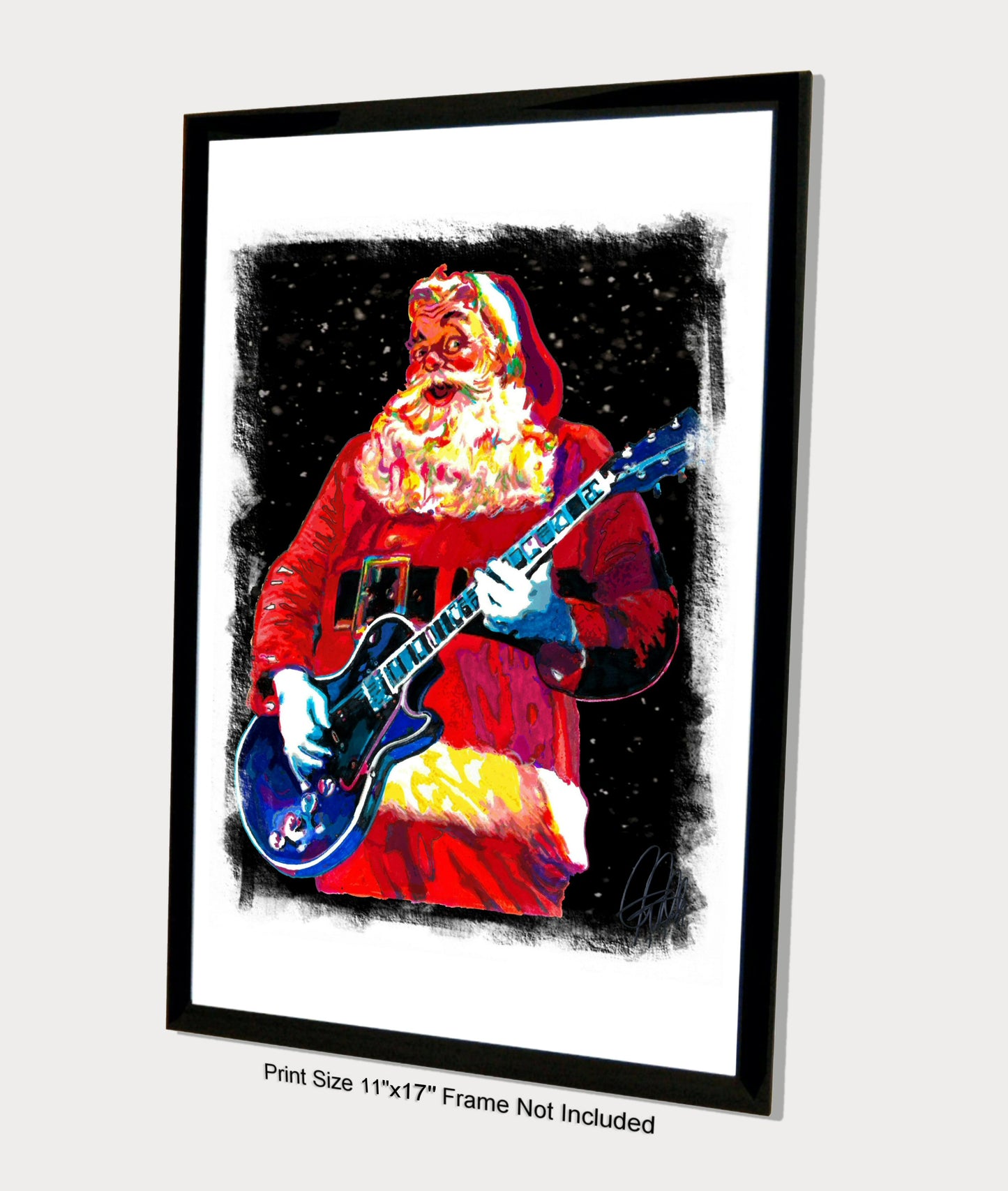 Santa Claus Guitar Poster Print Wall Art 11x17