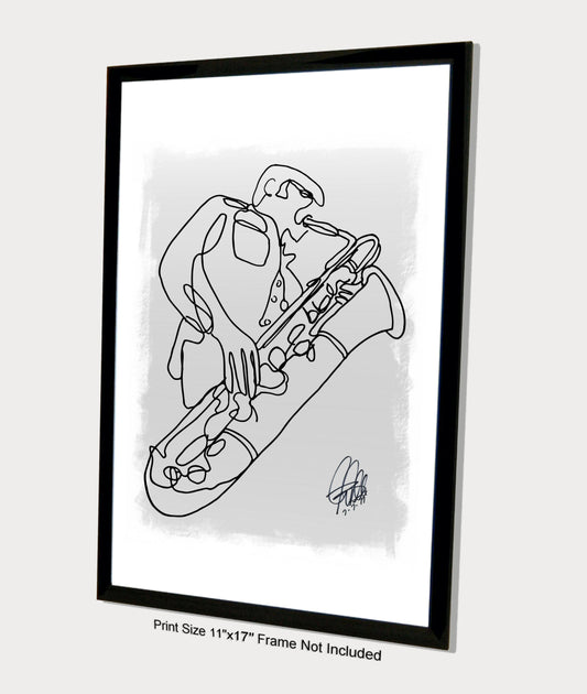 Tenor Saxophone Sax Player Music Poster Print Wall Art 11x17