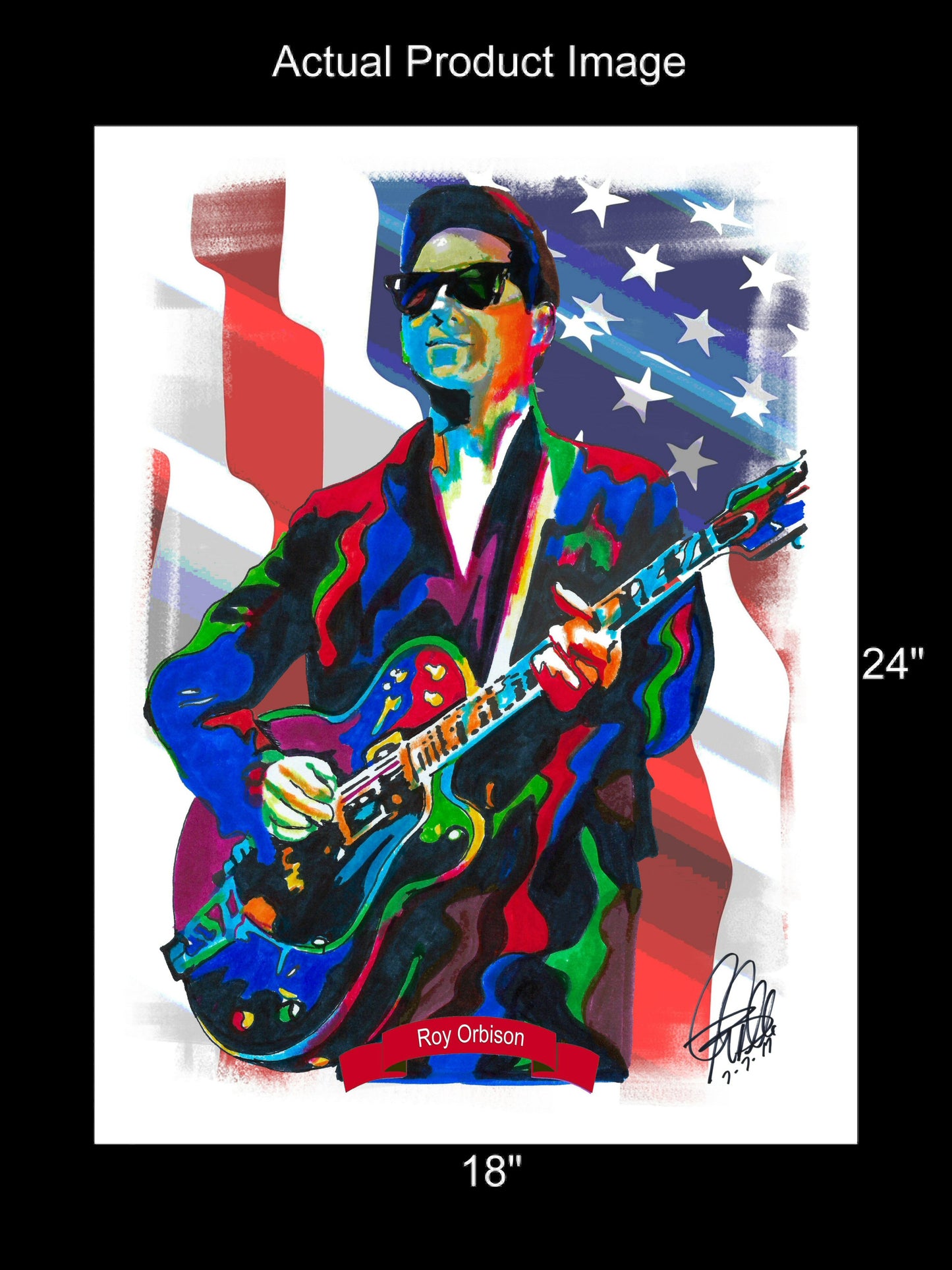 Roy Orbison Singer Guitar Music Poster Print Wall Art 18x24