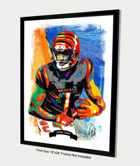 Ja'Marr Chase Cincinnati Bengals Football Poster Print Wall Art 18x24