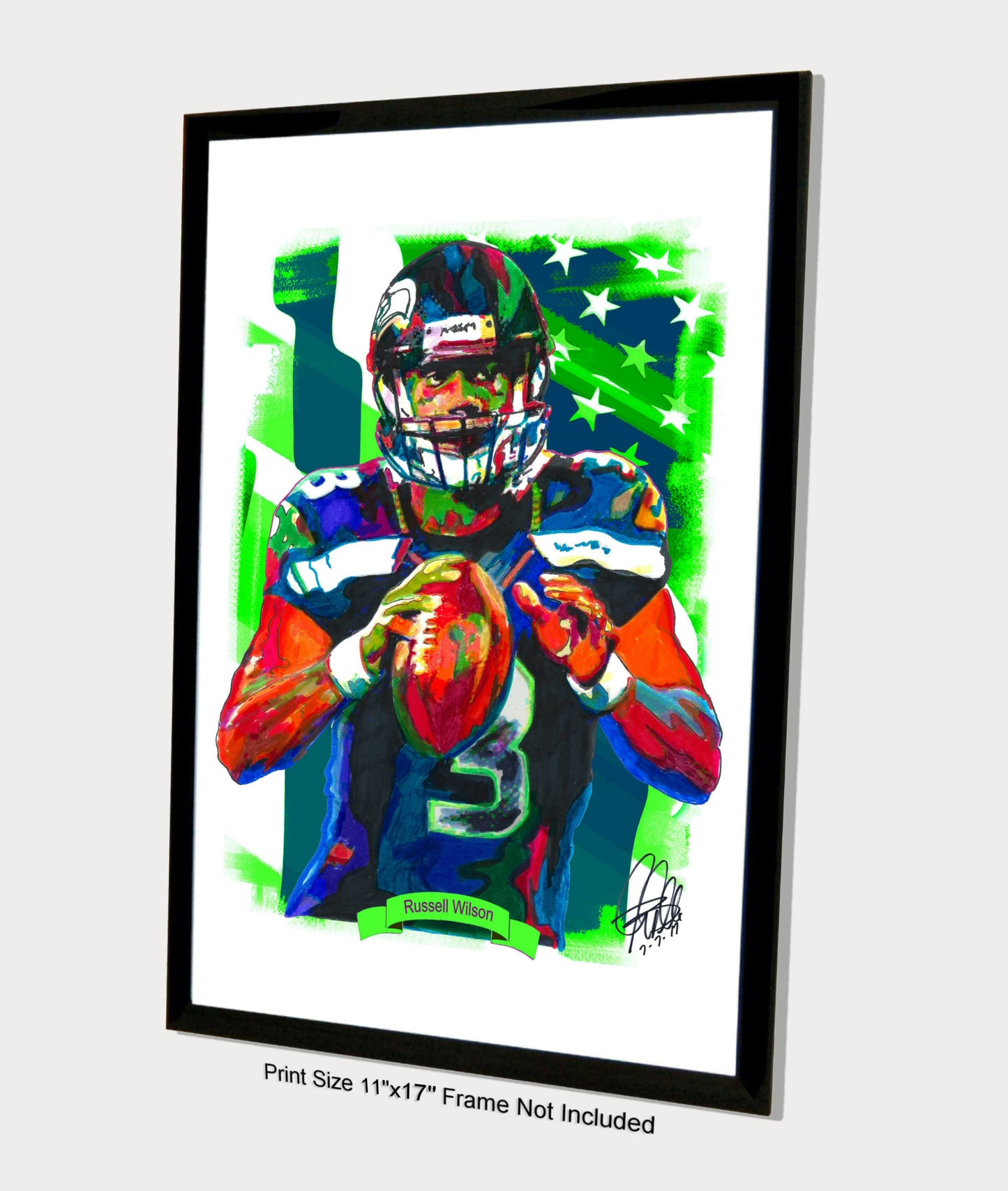 Russell Wilson Seattle Seahawks Football Poster Print Wall Art 11x17