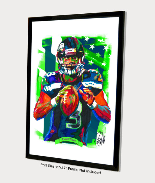 Russell Wilson Seattle Seahawks Football Poster Print Wall Art 11x17