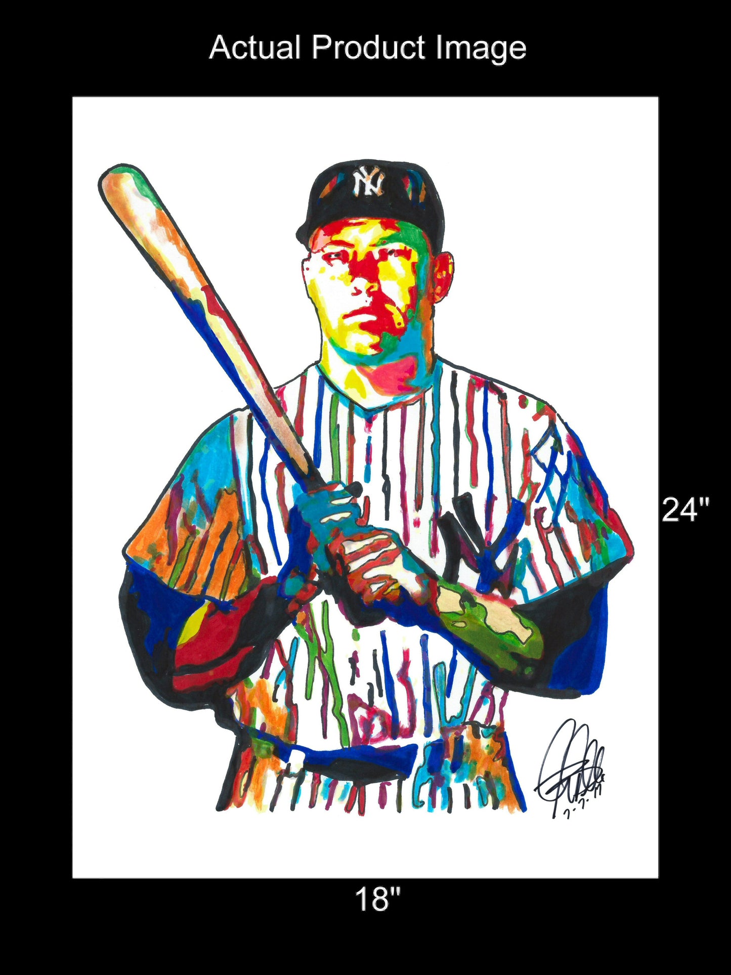 Mickey Mantle New York Yankees Baseball Print Poster Wall Art 18x24