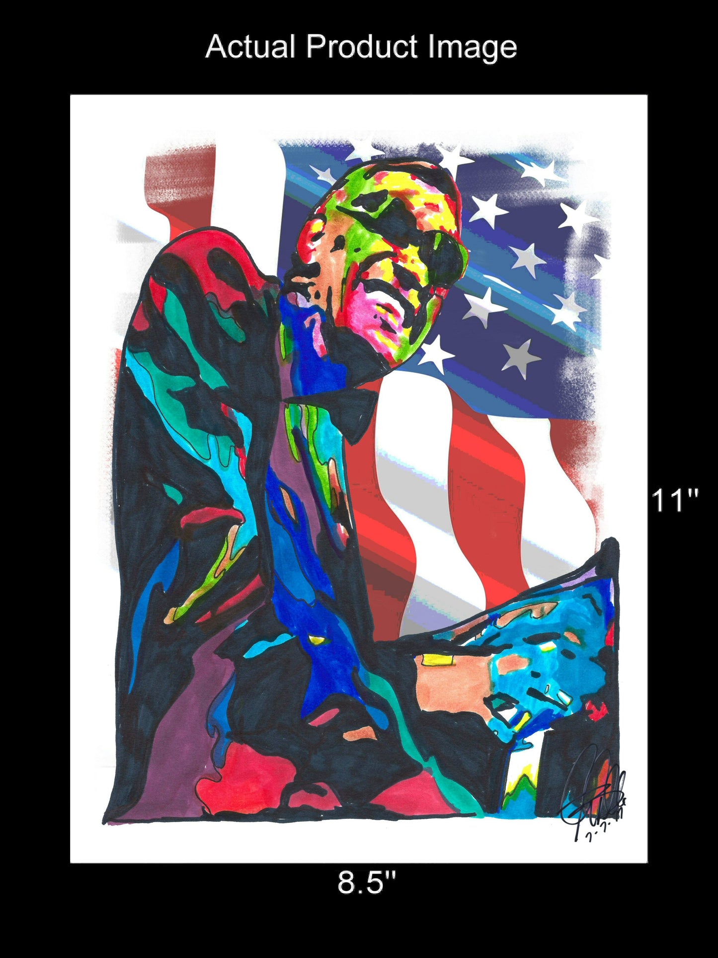 Ray Charles Singer Piano Blues Soul Music Poster Print Wall Art 8.5x11