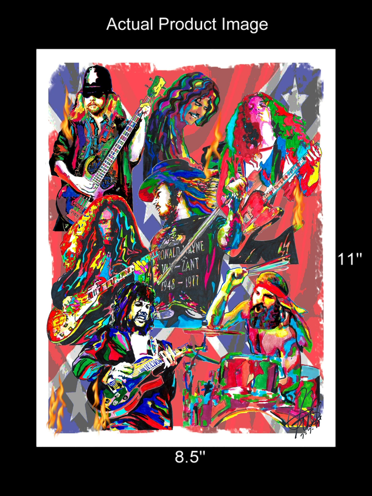 Lynyrd Skynyrd Ronnie Van Zant Southern Rock Music Poster Print Wall Art 8.5x11