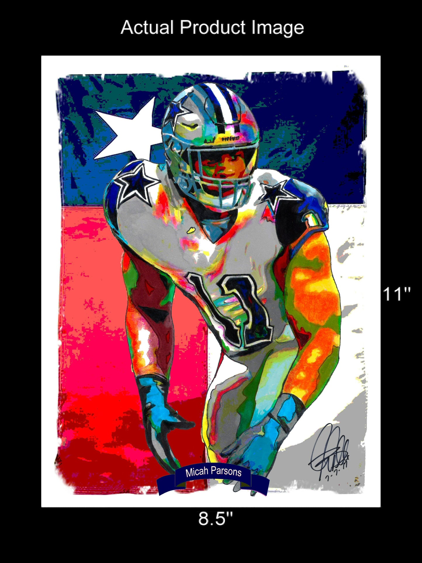 Micah Parsons Dallas Cowboys Football Sports Print Poster Wall Art 8.5x11