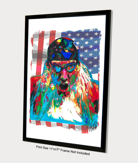 Michael Phelps Gold Medal Swimmer Summer Olympics Poster Print Wall Art 11x17