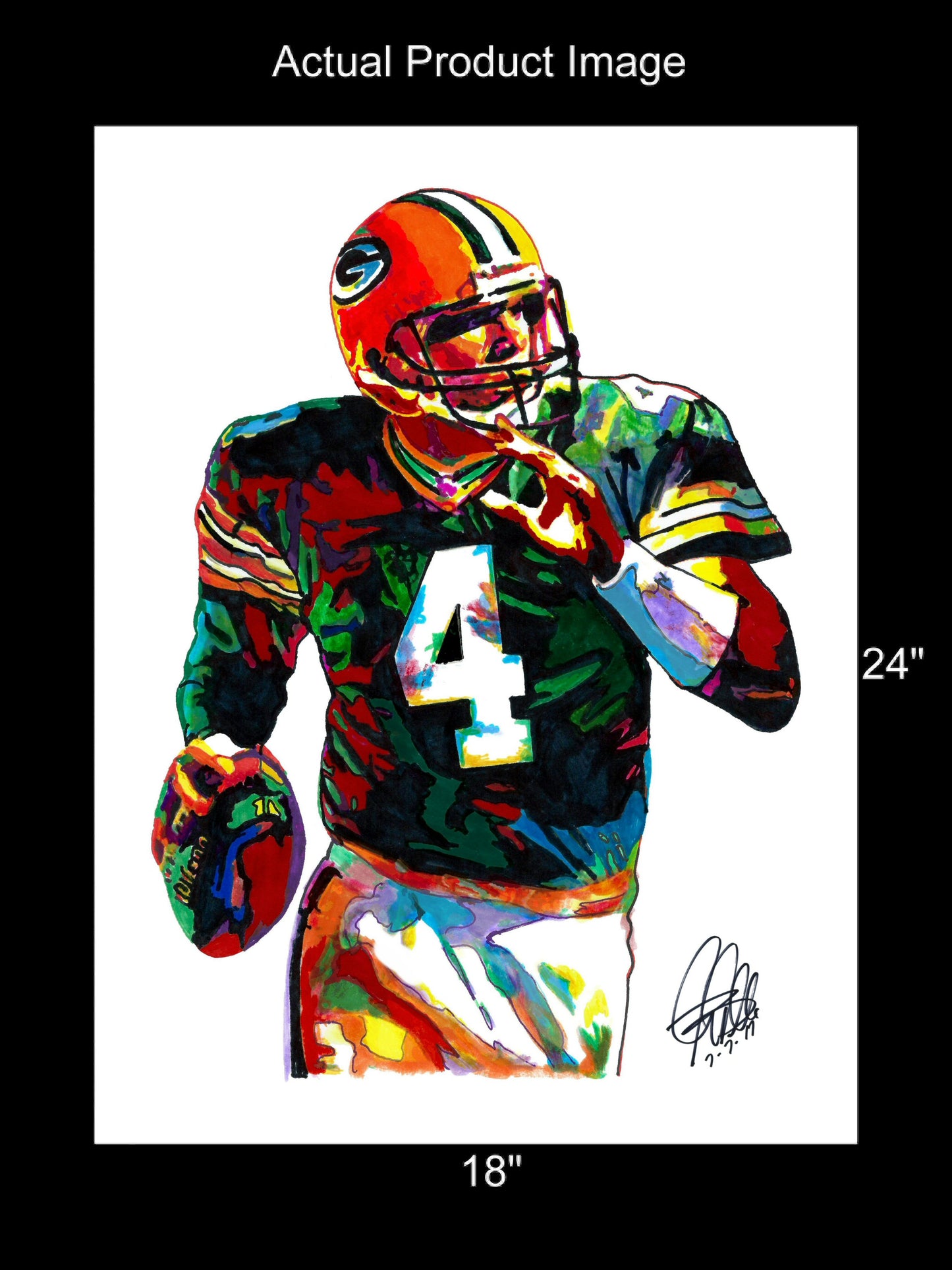 Brett Favre Green Bay Packers QB Football Sports Poster Print Art 18x24