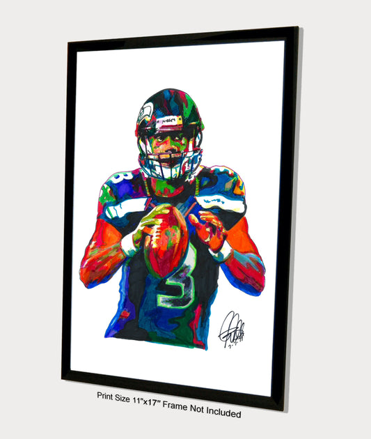 Russell Wilson Seattle Seahawks Football Sports Poster Print Wall Art 11x17