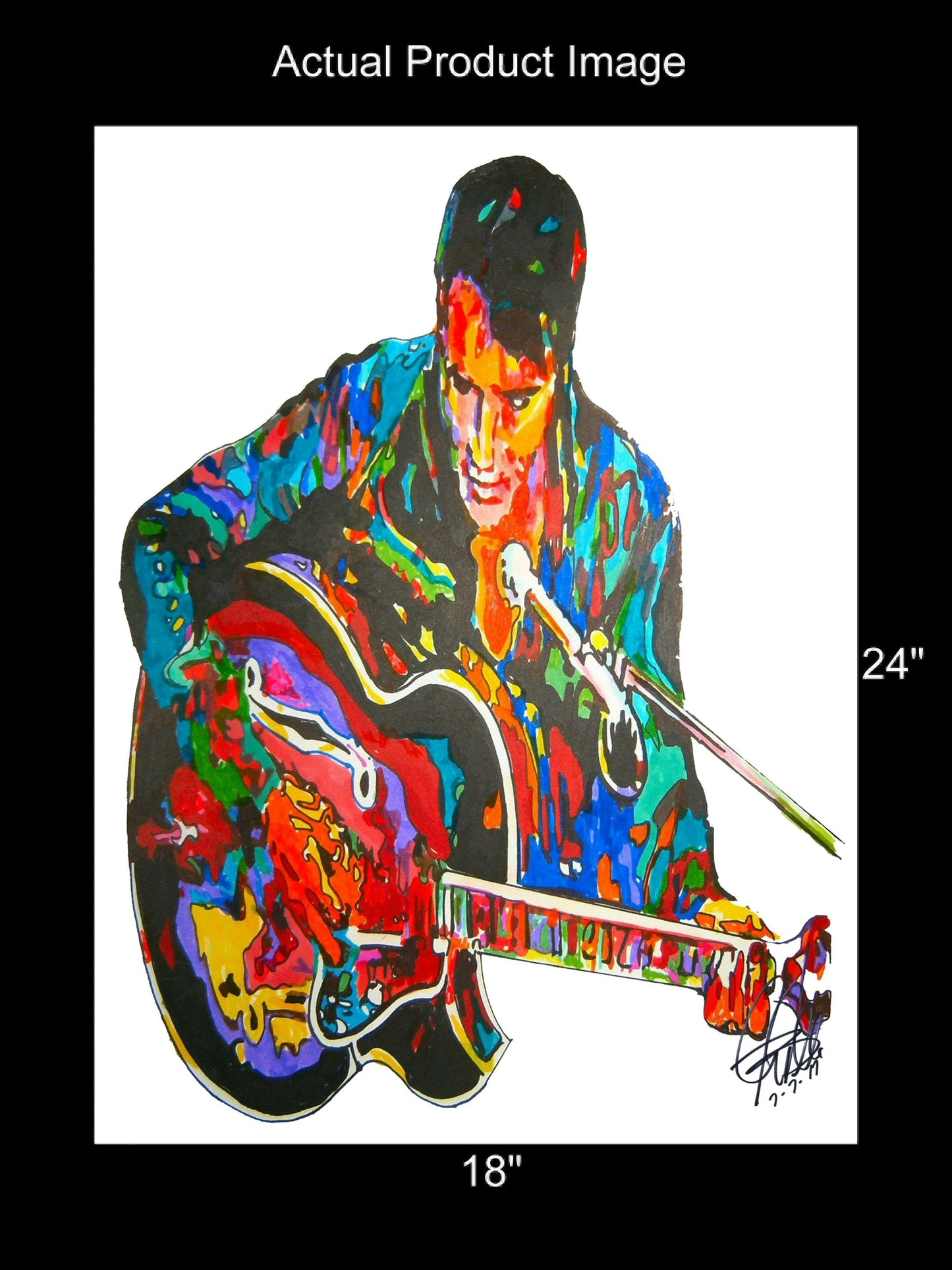 Elvis Presley Guitar Rock Music Poster Print Wall Art 18x24