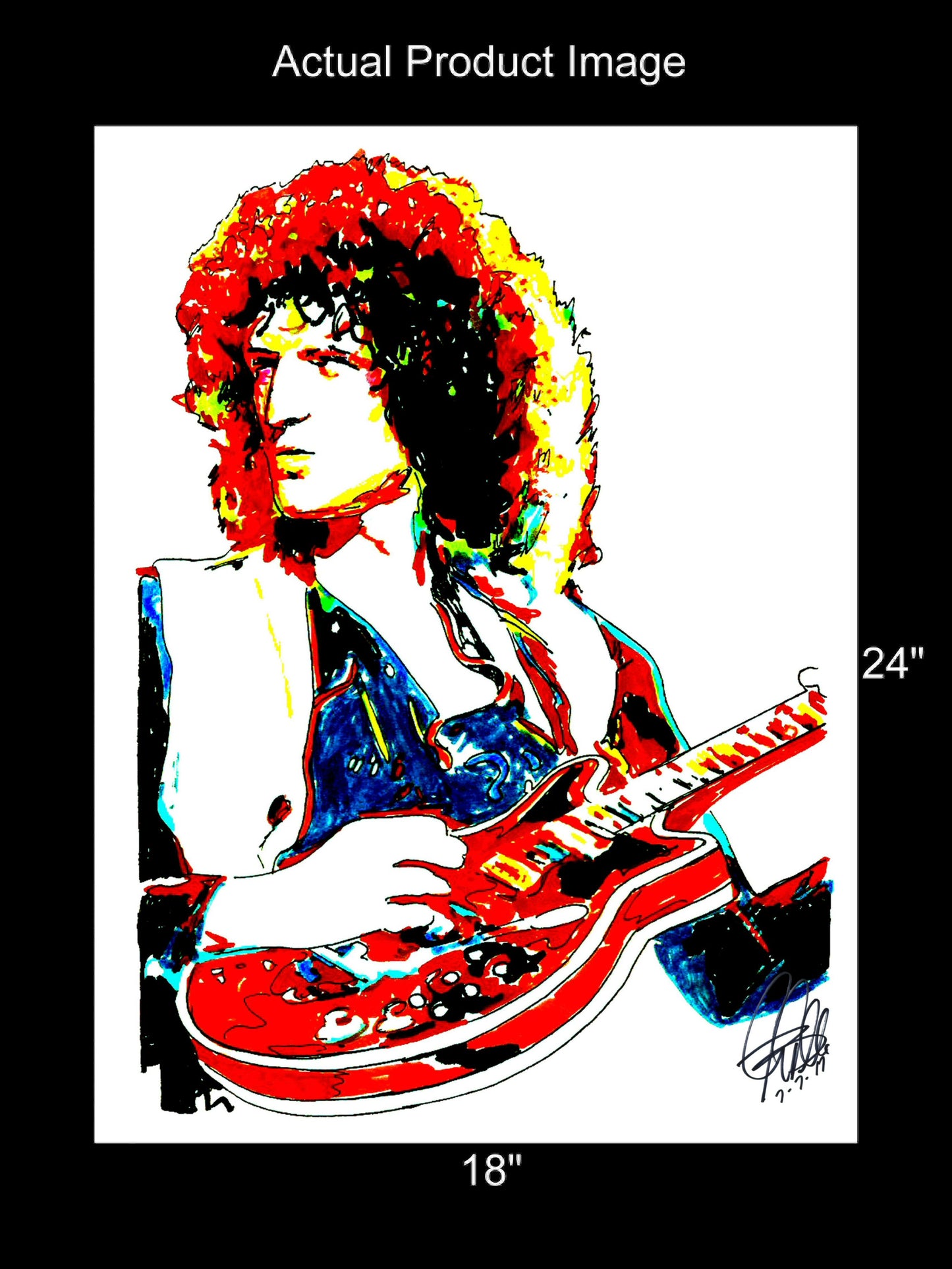 Brian May Queen Guitar Hard Rock Music Poster Print Wall Art 18x24