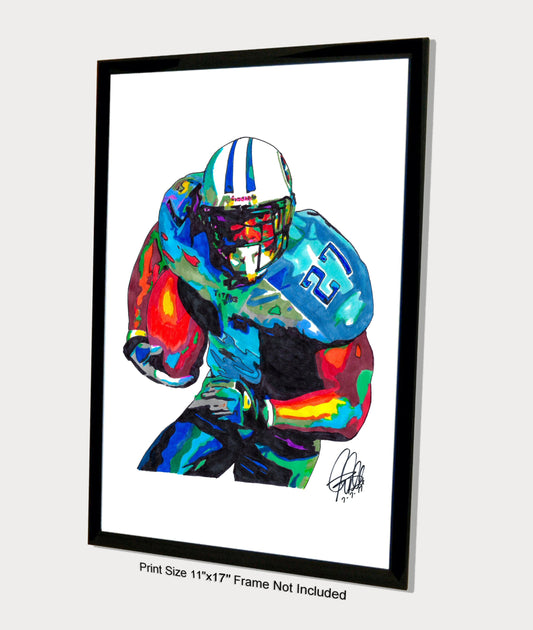 Eddie George Tennessee Titans RB Football Sports Print Poster Wall Art 11x17