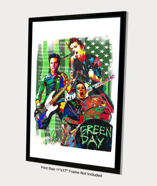Green Day Punk Rock Poster Print Wall Art 11x17
