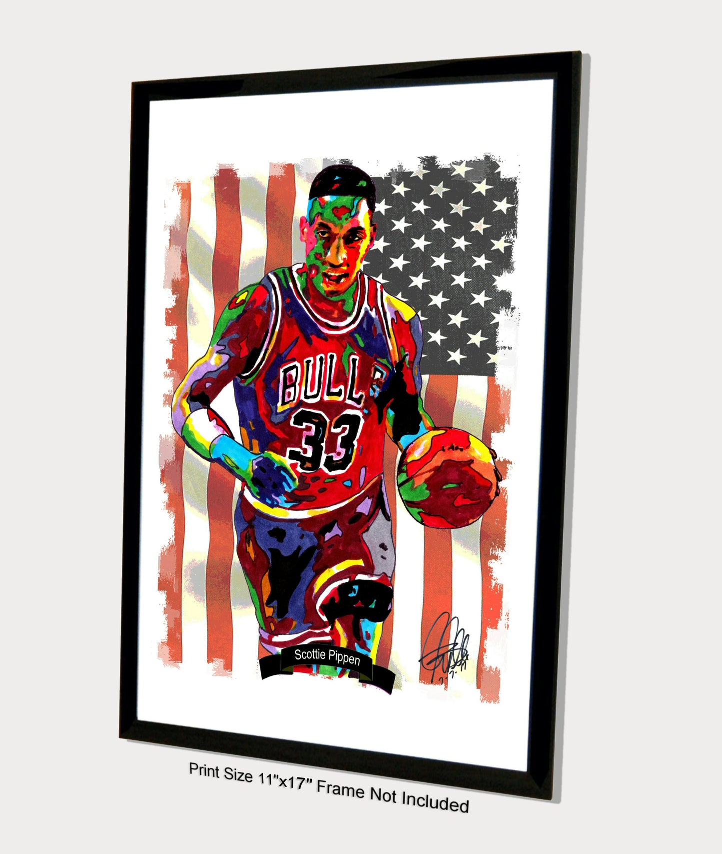 Scottie Pippen Chicago Bulls Basketball Sports Poster Print Wall Art 11x17