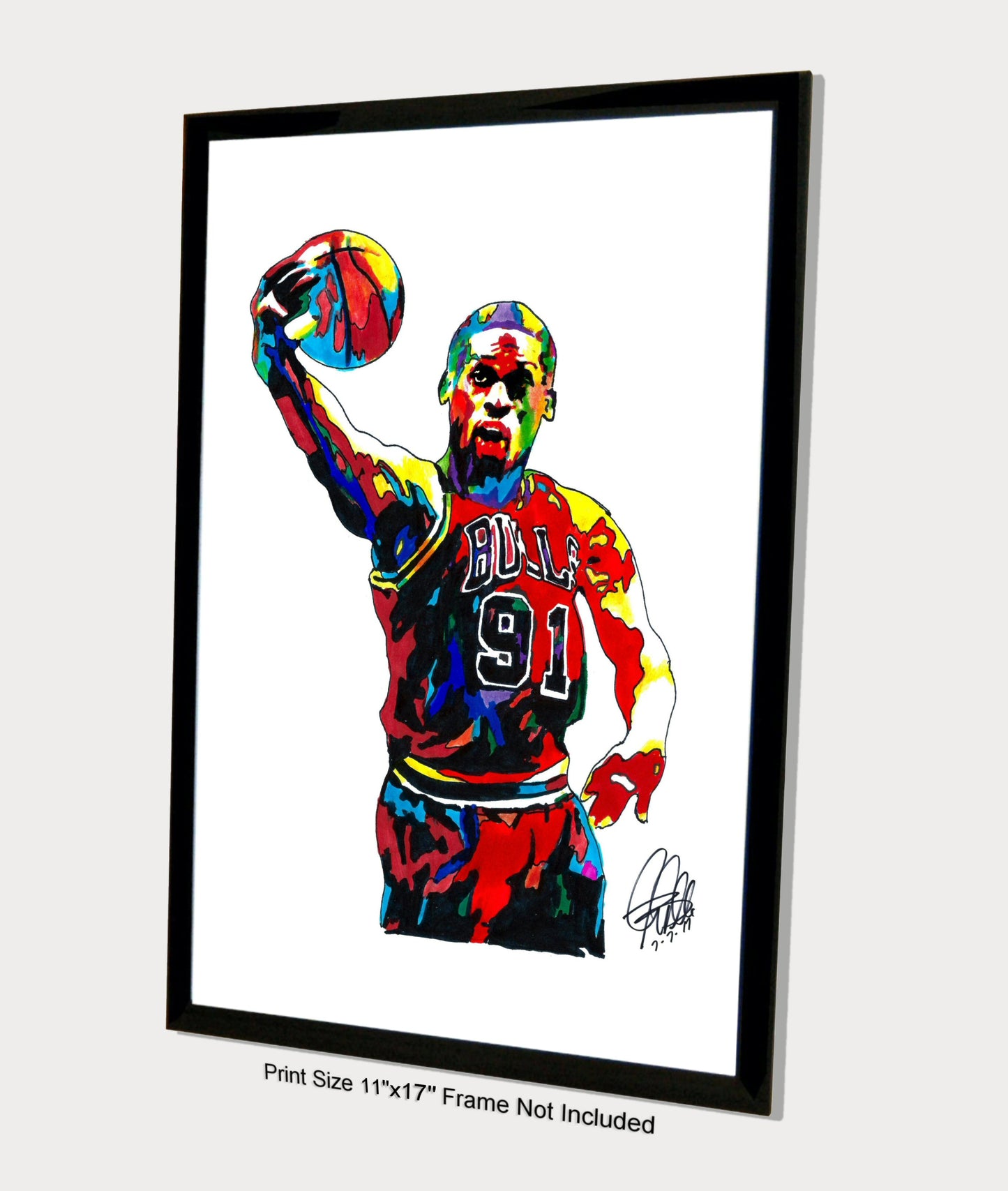 Dennis Rodman Chicago Bulls Basketball Sports Poster Print Wall Art 11x17