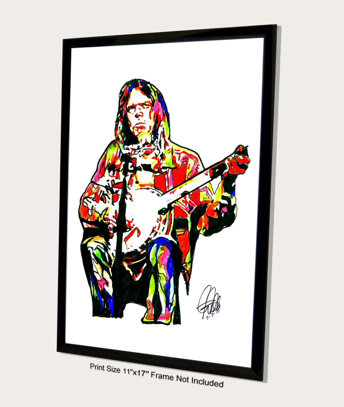 Neil Young Guitar Folk Rock Music Poster Print Wall Art 11x17