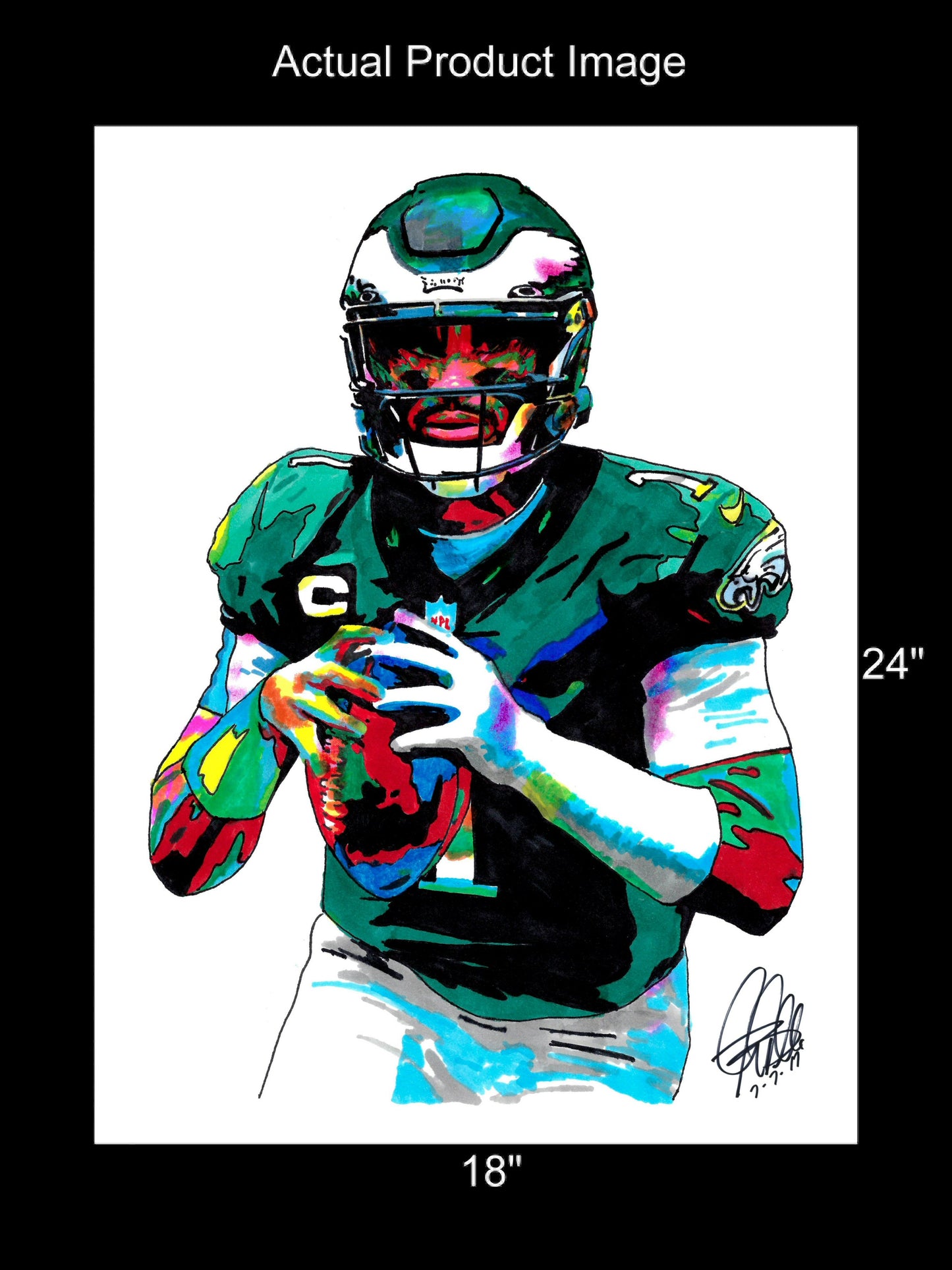 Jalen Hurts Philadelphia Eagles Football Poster Print Wall Art 18x24