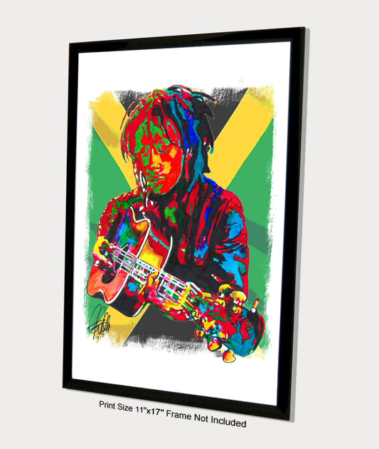 Bob Marley The Wailers Guitar Reggae Music Poster Print Wall Art 11x17