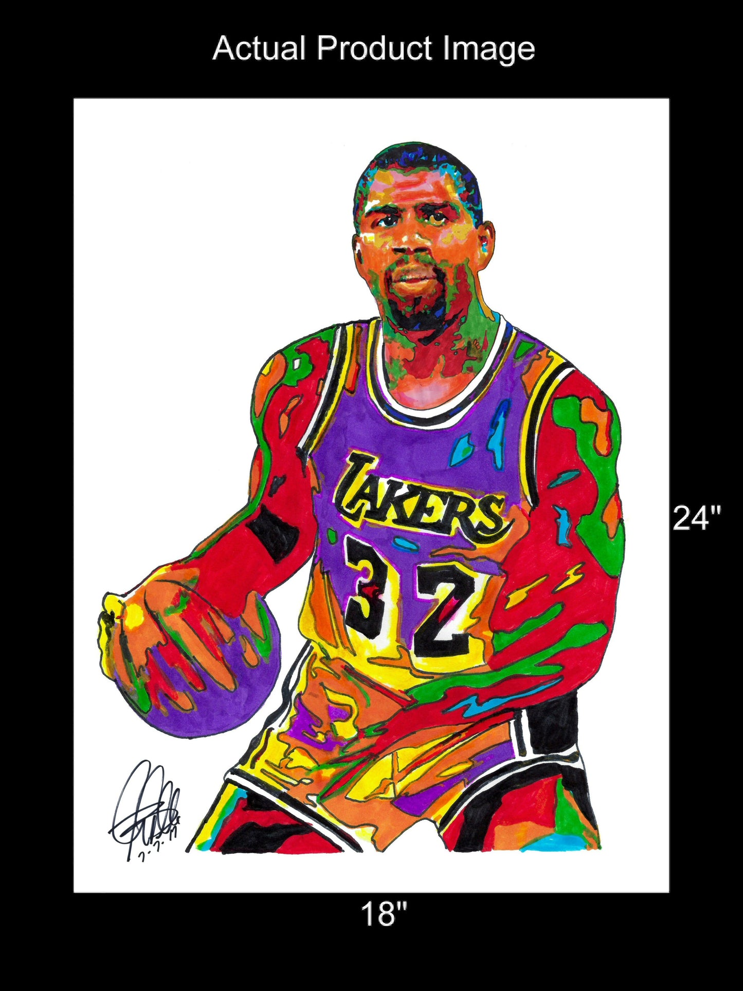 Magic Johnson Los Angeles Lakers Sports Basketball Poster Print Wall Art 18x24