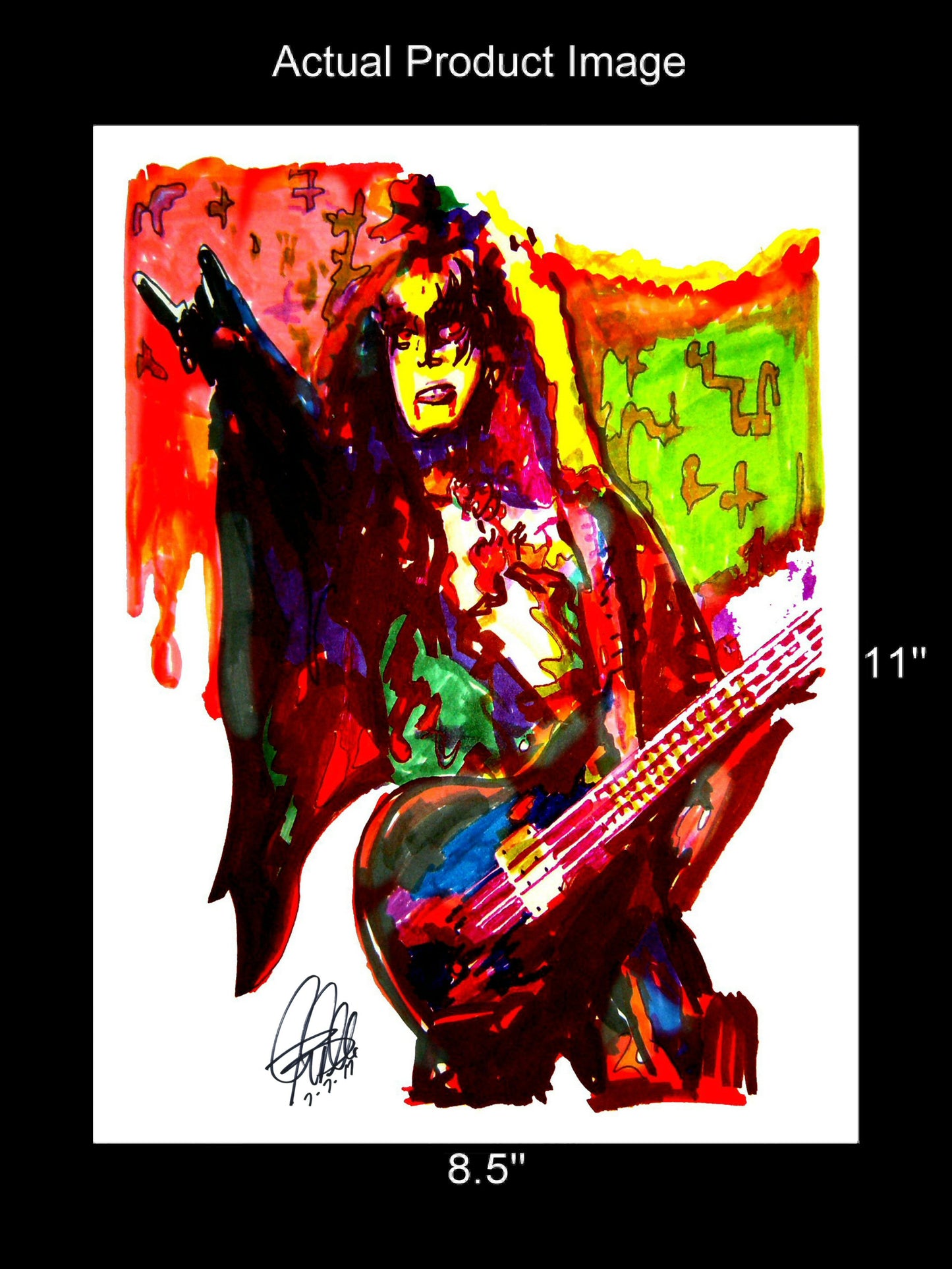 Gene Simmons Kiss Singer Bass Hard Rock Music Poster Print Wall Art 8.5x11