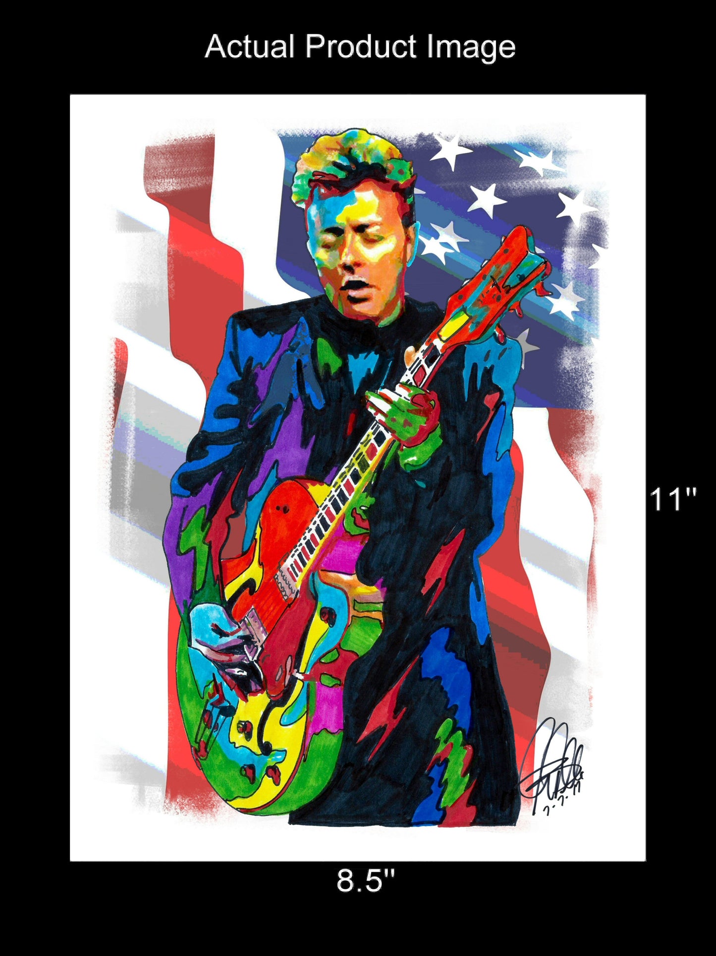 Brian Setzer Stray Cats Singer Guitar Rock Music Poster Print Wall Art 8.5x11