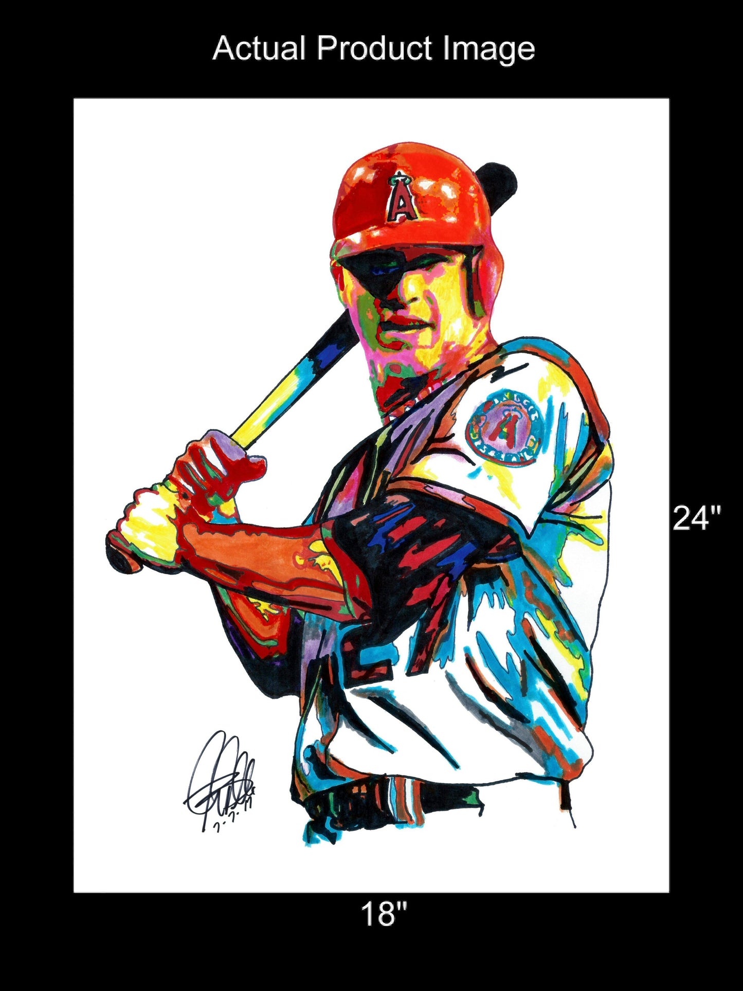 Mike Trout Los Angeles Angels Baseball Poster Print Wall Art 18x24