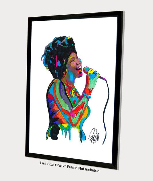 Aretha Franklin Singer Piano Soul Gospel Pop Music Poster Print Wall Art 11x17