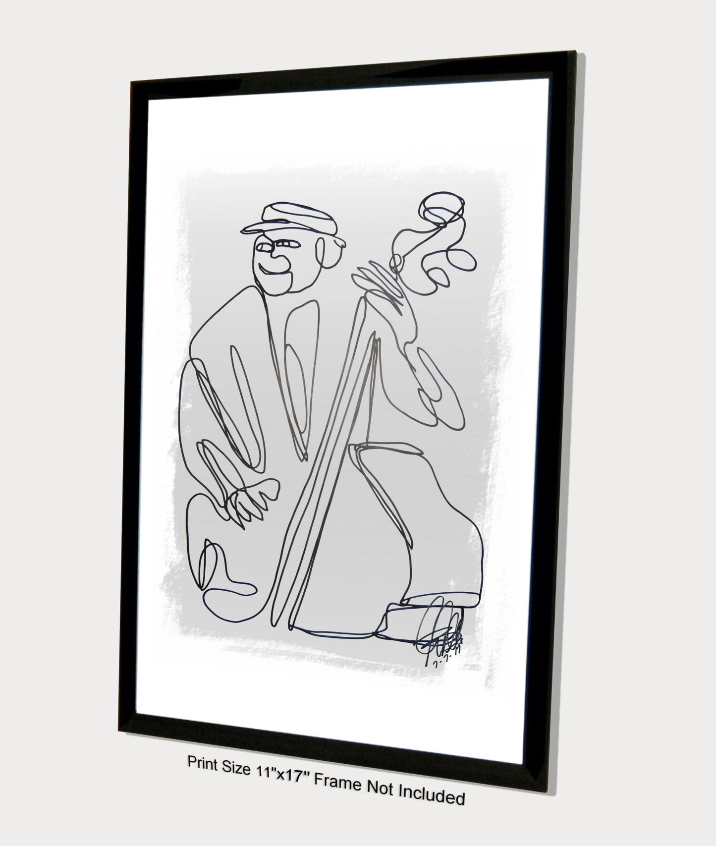 Upright Bass Player Jazz Music Poster Print Wall Art 11x17