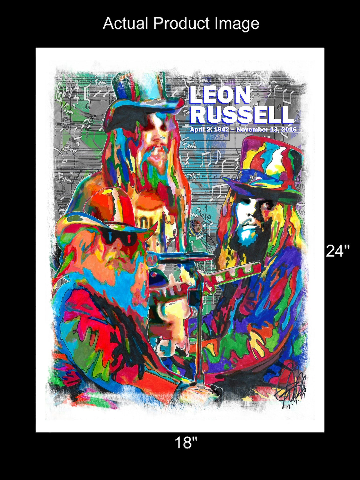 Leon Russell Piano Guitar Singer Rock Music Poster Print Wall Art 18x24