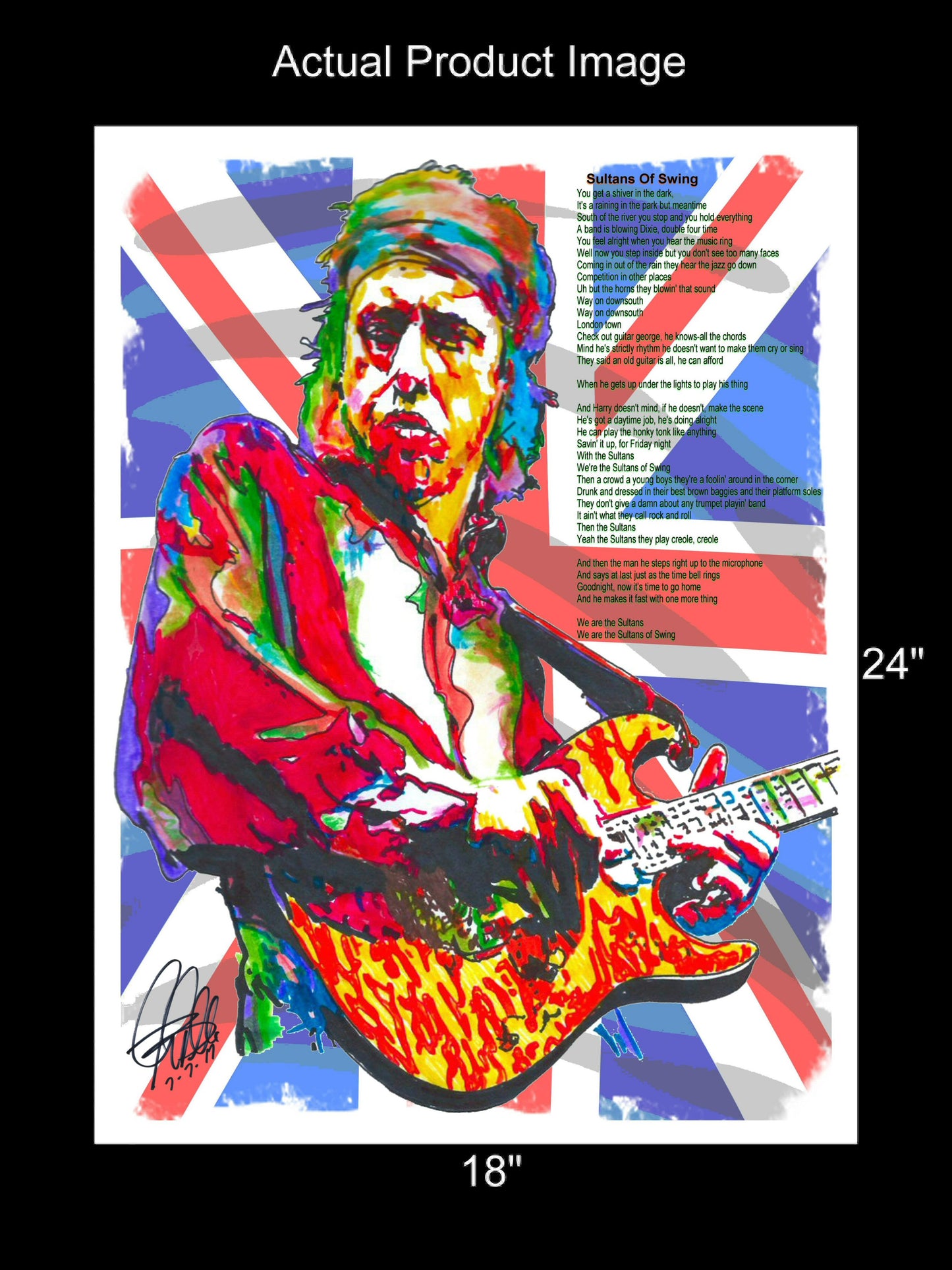 Mark Knopfler Dire Straits Guitar Sultans of Swing Music Poster Print 18x24