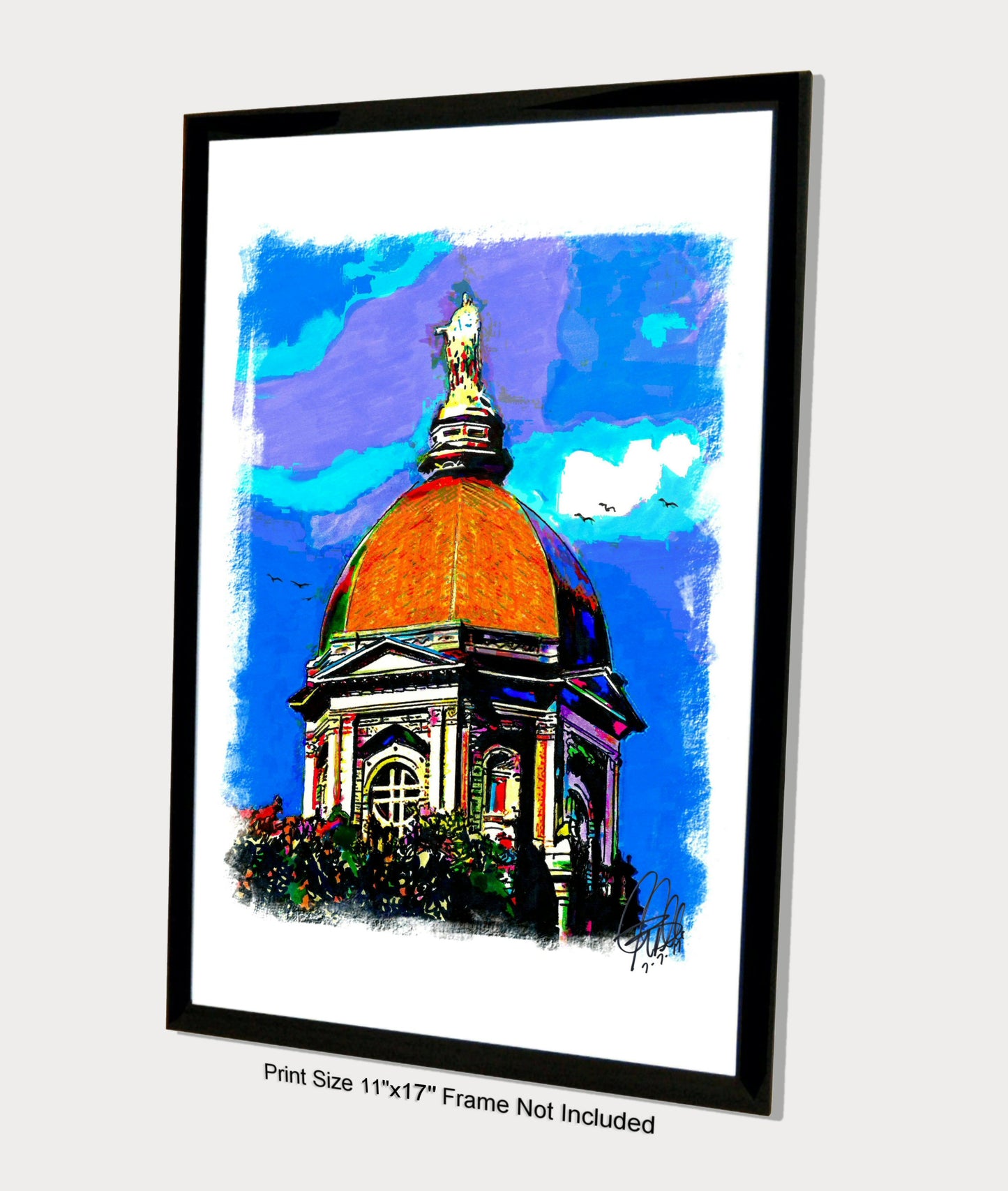 University of Notre Dame Dome Architecture Print Poster Wall Art 11x17