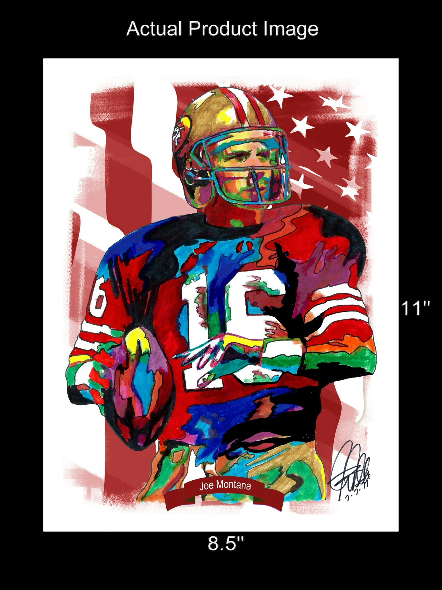 Joe Montana San Francisco 49ers QB Football Sports Poster Print Wall Art 8.5x11