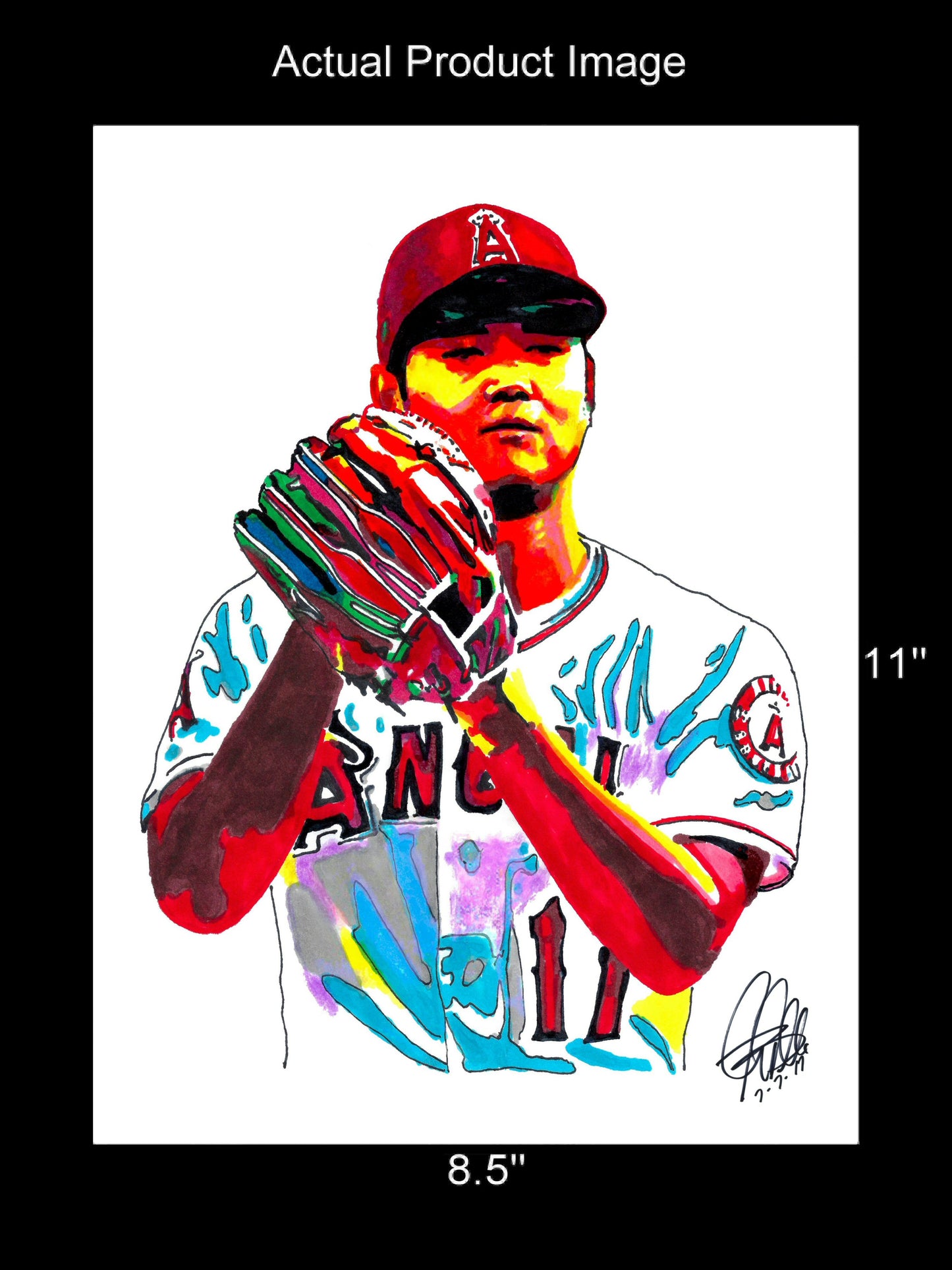 Shohei Ohtani Los Angeles Angels Pitcher Baseball Poster Print Wall Art 8.5x11