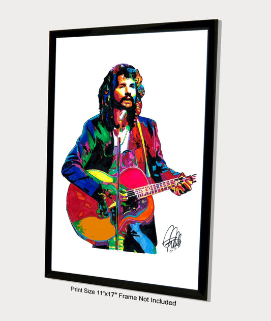 Cat Stevens Singer Guitar Rock Music Poster Print Wall Art 11x17