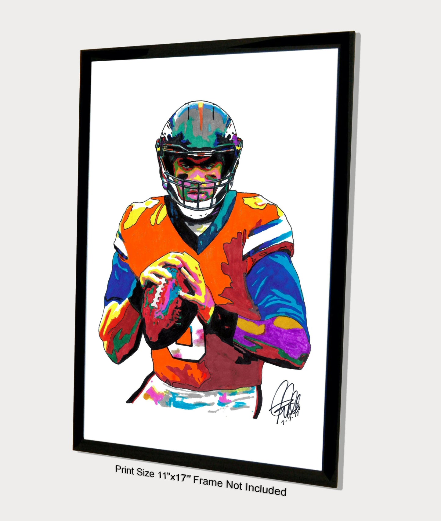 Russell Wilson Denver Broncos Football Sports Poster Print Wall Art 11x17